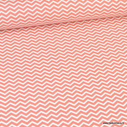 Tissu coton Tezy motif zigzag chevrons Chili - Oeko tex
