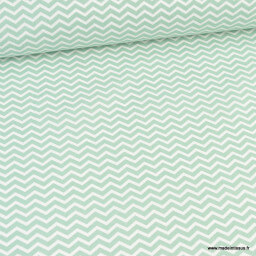 Tissu coton Tezy motif zigzag chevrons Aventurine - Oeko tex