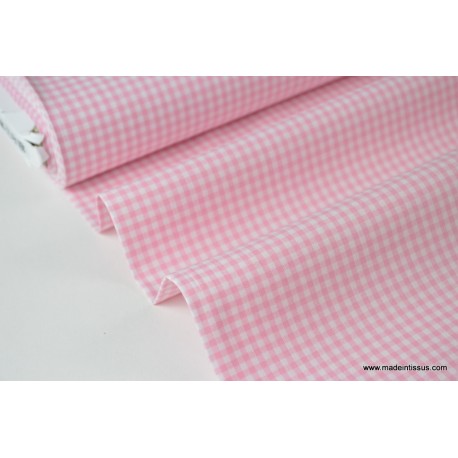 Tissu Coupon Carreaux Roses à Petites Fleurs - 58x112 Cm, Nylon/polyester, Neuf