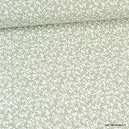 Tissu Hilali imprimé fleurs et fleurettes vert de gris - oeko tex