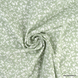 Tissu Hilali imprimé fleurs et fleurettes vert de gris - oeko tex