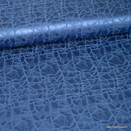 Tissu Satin rayé coloris bleu denim
