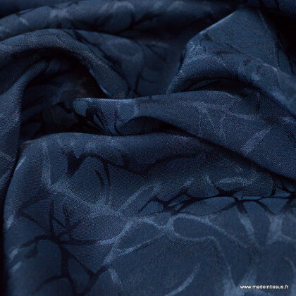 Tissu Satin rayé coloris bleu marine