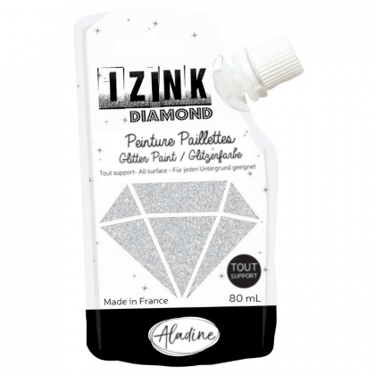 IZINK diamand - peinture textile scintillante colores Argenté 80ml