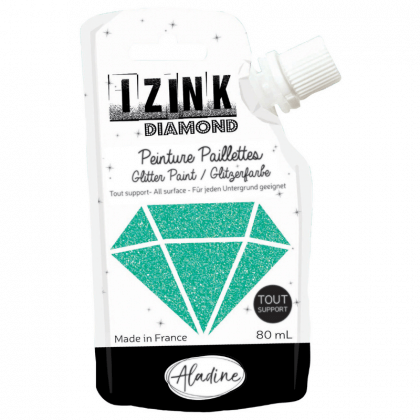 IZINK diamand - peinture textile scintillante colores Turquoise 80ml