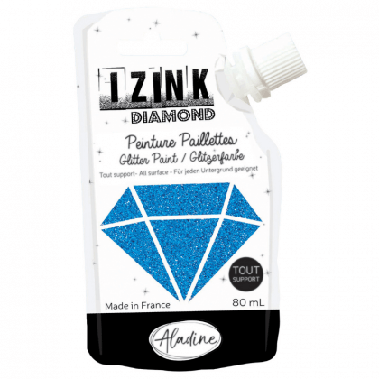 IZINK diamand - peinture textile scintillante colores Bleue 80ml