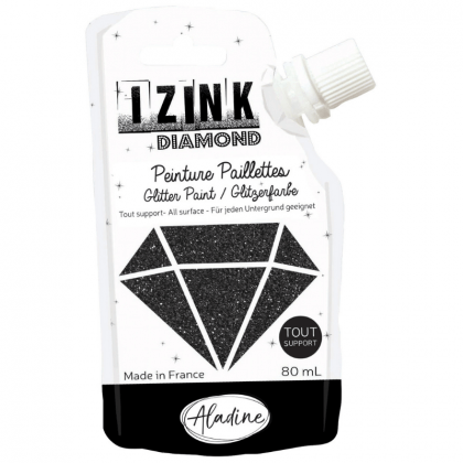 IZINK diamand - peinture textile scintillante colores Noir 80ml