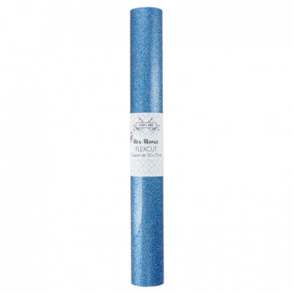 Flex Atomic Sparkle Thermocollant - coupon 50 x 25 cm - bleu