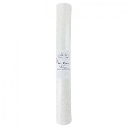 Flex Atomic Sparkle Thermocollant - coupon 50 x 25 cm - blanc
