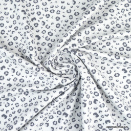 Tissu jersey motifs léopard fond gris - oeko tex