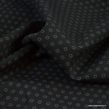 Tissu Jersey milano motifs cercles graphique fond noir