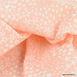 Tissu coton Anggun motif étoiles fond pêche - Oeko tex
