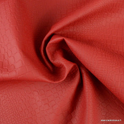 Tissu Croco Simili cuir ameublement rigide coloris rouge Mat