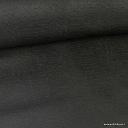 Tissu Croco Simili cuir ameublement rigide coloris noir Mat