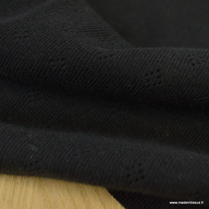 Tissu jersey ajouré maille pointelle coloris Noir - oeko tex