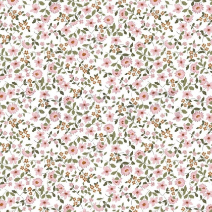 Tissu popeline Poppy motifs Fleurs roses Suzanne - Oeko tex