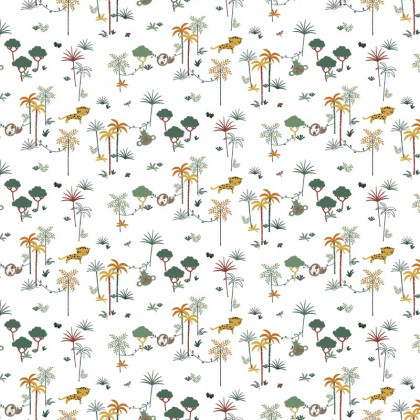 Tissu popeline Bio Little Safari motifs animaux de la jungle, Gots -  Poppy