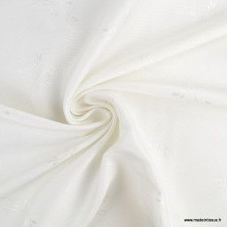 Jacquard dessin gerbe de fleurs blanc