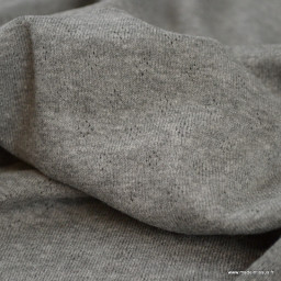 Tissu jersey ajouré maille pointelle coloris gris anthracite chiné - oeko tex