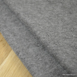 Tissu jersey ajouré maille pointelle coloris gris anthracite chiné - oeko tex
