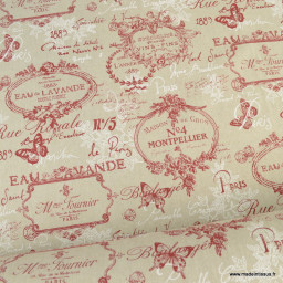 Tissu toile Eau de parfum Lavande Maison Paris - Monptellier - retro Rouge