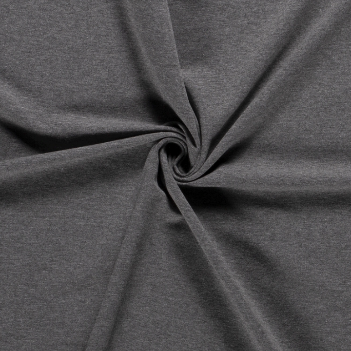 Tissu jersey French terry coloris gris moyen chiné - oeko tex