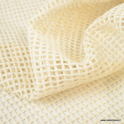 Filet mesh à carreaux en coton coloris naturel