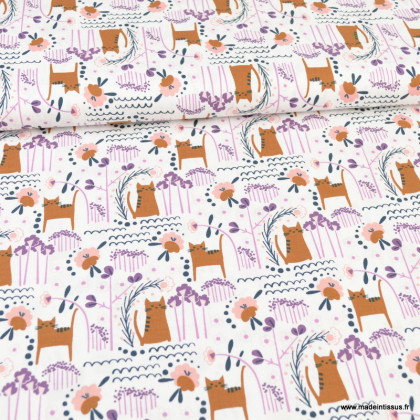 Tissu Cotton and Steel Glory motifs chats - Elsies Cat - Sunset Fabric