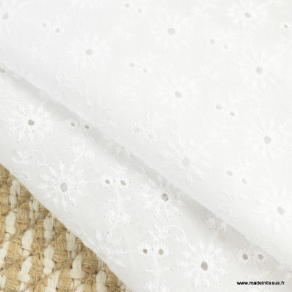 Tissu broderies anglaise Linette coton Blanc