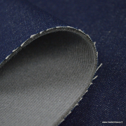 Tissu jean envers mousse résille bleu