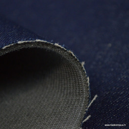 Tissu jean envers mousse résille bleu