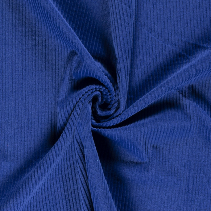 Tissu Velours cotelé grosses côtes Bleu Cobalt - oeko tex