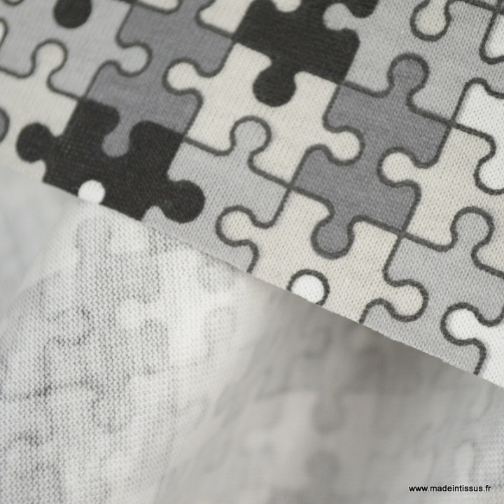 Pul contact alimentaire motifs Puzzle Noir et gris - oeko tex