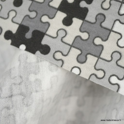 Pul contact alimentaire motifs Puzzle Noir et gris - oeko tex