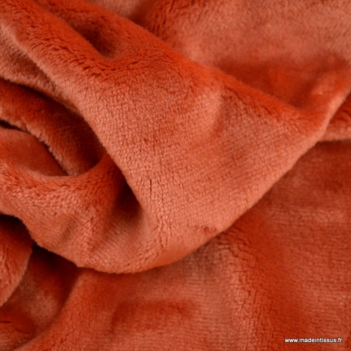 Tissu doudou ultra doux, lourd Terracotta - oeko tex