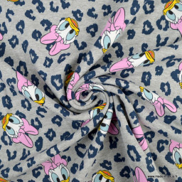 Tissu Disney jersey French terry motifs Daisy et léopard - oeko tex