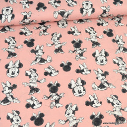 Tissu Disney en jersey motifs Minnie fond rose - oeko tex