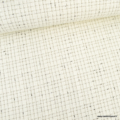 Tissu Tweed blanc cassé à carreaux