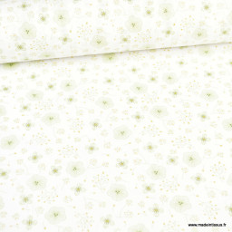 Tissu cretonne coton Shelby motifs fleurs fond blanc -  oeko tex