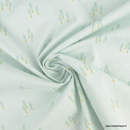 Tissu cretonne coton Ardain motifs arbres fond Opale -  oeko tex
