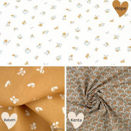 Tissu cretonne coton Hope motifs fleurs fond blanc -  oeko tex