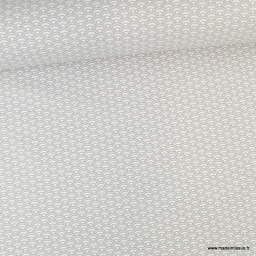 Tissu coton Saijo motif Wifi Gris et blanc - oeko tex