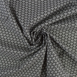 Tissu coton Saijo motif Wifi Noir et blanc - oeko tex