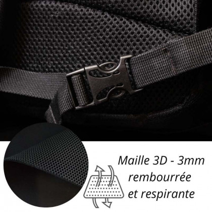 Filet 3d mesh noir rembourré et respirant - 3mm