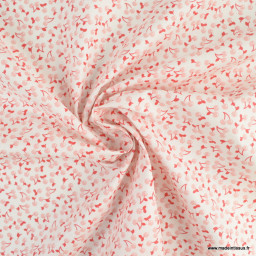 Tissu coton Enduit motifs cerises fond blanc - Oeko tex