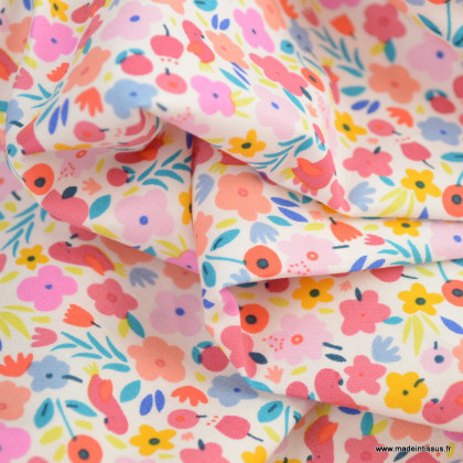 Tissu popeline Happy Frinds Flowers - Katia Fabrics - oeko tex