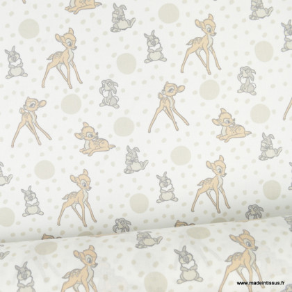 Tissu Disney en coton motif Bambi et lapin - Oeko tex