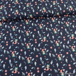 Tissu Coton 100% Popeline – Motif Pissenlits, Fond Frisé, Dimensions 50cm X 80cm, Neuf