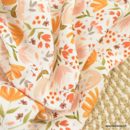Tissu Viscose Ecovero motif fleurs Spring rust - katia fabrics