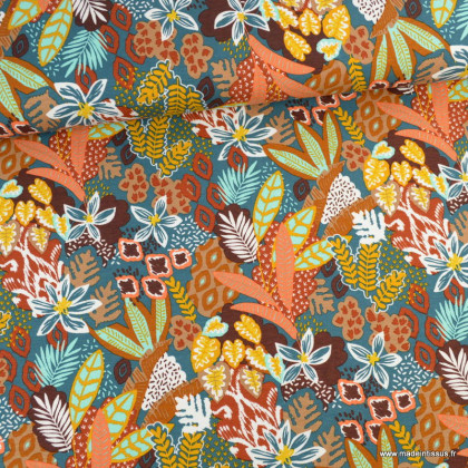 Tissu Jersey de Viscose motif fleurs - coloris vintage